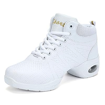 HIPPOSEUS Women's Lace-up Dance Sneakers Breathable Modern Jazz Dance Shoes Air Cushion Walking Dance Sport Shoe