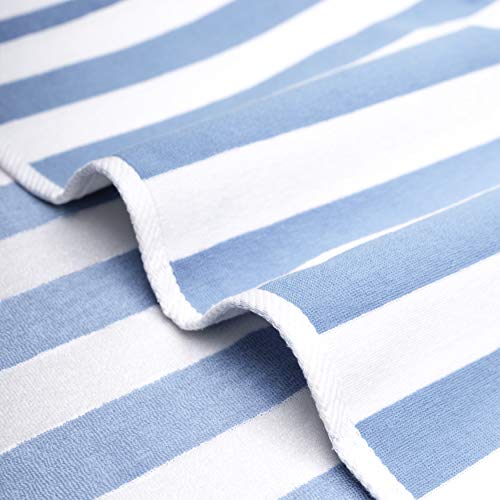 American Soft Linen Turkish Cabana Striped Beach Towels, 30x60 inch 4 Piece Oversize Pool Towels, Quick Drying Sand Free Swim Towels, Sky Blue