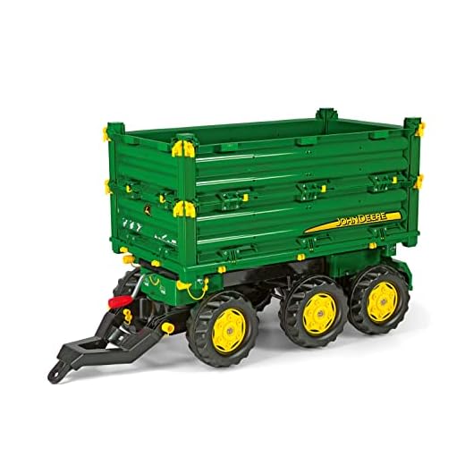 Rolly Toys rollyMulti Trailer John Deere Kipper (Dreiseitenkipper mit Gewindekurbel, Heckkupplung) 3 Jahre+, 125043, grün