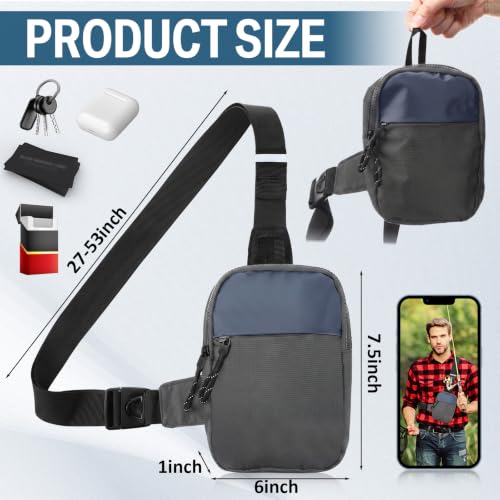 Image of Kajaia 6 Pack Small Crossbody Sling Bags Bulk for Men Fanny Packs Water Resistant Chest Bag Dual Pocket with Buckle Adjustable Strap Lightweight Casual Bag for Workout Travelling Running (Gray)
