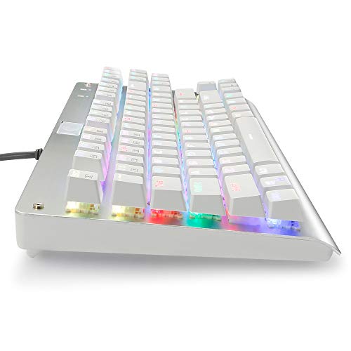 RGB Mechanical Gaming Keyboard, E-Element Z-77 Programable RGB Backlit, Blue Switches,Water Resistant, 87 Keys Anti-Ghosting for Mac PC, White - Thumbnail 4