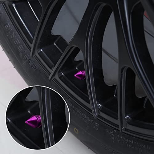 SINGARO Car Tire Valve Caps, 4 Pieces of Universal Aluminum Alloy Tire Trim Accessories Dust Tire Covers for Cars, Trucks, SUVs and Motorcycles(Purple) - Thumbnail 5