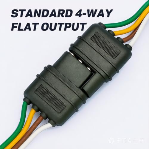 Image of 4 Pin Trailer Connector 59 inch 18AWG 4-Way Flat Extension Male and Female Plug | For Pickup SUV Tow Vehicle Hitch Lights, Pure Copper Wiring Harness, Plug and Play Installation, 1 Pack
