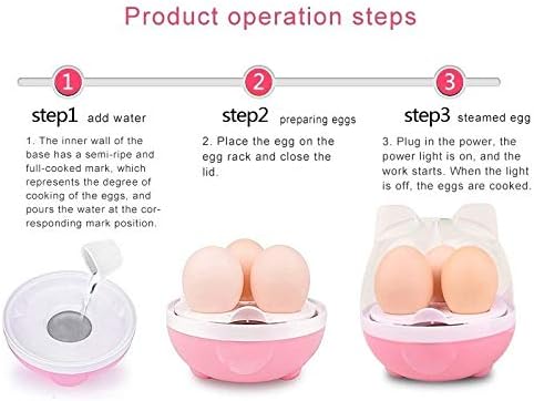 Electric Hard Boiled Egg Cooker Portable Rapid 3pcs Steamer Boiler Cooking Breakfast(E)