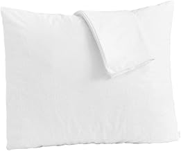 Bedecor Set of 2 Waterproof Cotton Pillowcases, Breathable, Anti-Mite, Pillow Cover with Zip, White (80 x 80 cm)