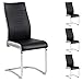 IDIMEX Lot de 4 chaises de Salle à Manger ou Cuisine Loano avec Assise rembourrée et piètement chromé, revêtement en synthétique Noir et Gris