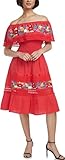 YZXDORWJ Mexican Dress for Women Embroidered Traditional Boho Theme Fiesta Floral Lace Off-Shoulder Ruffle Party Dress (XL, 320R)