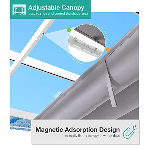 Patiorama 10’ X 10’ Outdoor Retractable Pergola With Sun Shade Canopy, White Patio Aluminum Shelter Grape Trellis, Patio Gazebo Pergola, Large Pavillion Grill For Garden Porch Yard Bbq (Gray) #TOP3