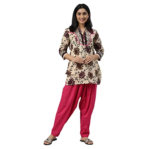 Image of GO COLORS Soft Cotton Salwar for Women | Relaxed Fit, Mid Rise, Ankle Length, Drawstrings