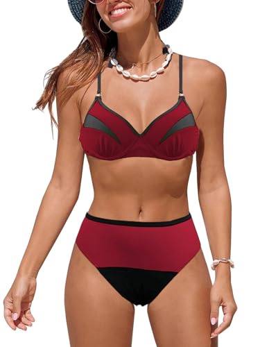 JFAN Costume da Bagno Donna Due Pezzi Bikini a Vita