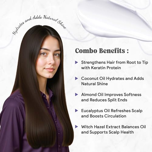 Image of LA'BANGERRY Keratin Protein Hair Care Combo | Shampoo, Conditioner & Serum with Almond Oil & Eucalyptus Oil For Nourishing, Strengthening & Anti-Frizz Formula (Pack Of 3)