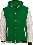  Urban Classics Herren Hooded Oldschool College Jacke - Slim Fit, Größe:S;Farbe:green/white