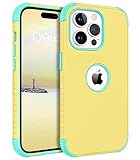 BENTOBEN for iPhone 14 Pro Max Case, Heavy Duty 2 in 1 Full Body Rugged Shockproof Protection Hybrid Hard PC Bumper Drop Protective Girls Women Boy Cover for iPhone 14 Pro Max 6.7' 2022, Yellow Lemon