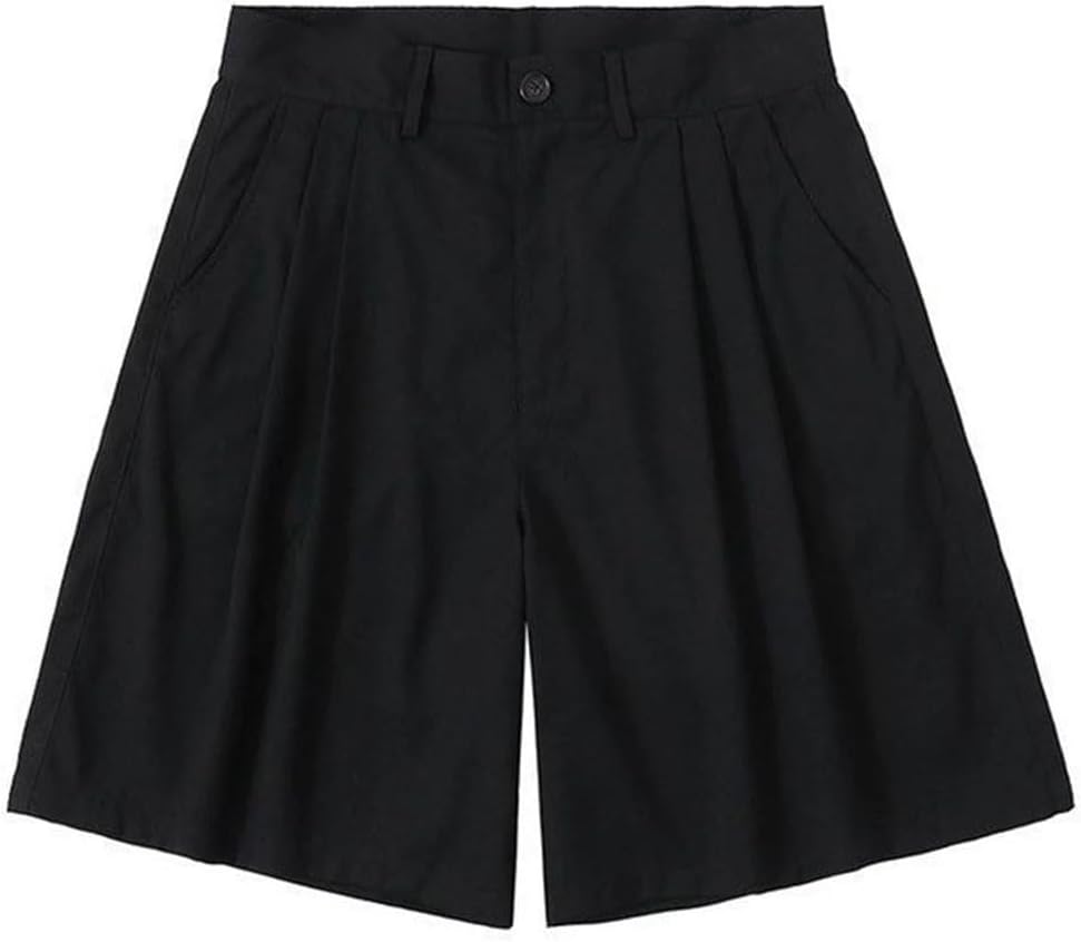 Men Office Soft Pleated Suit Shorts Summer Fashion Loose Simple Casual Party Fishing Pants