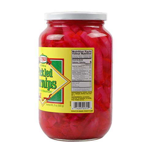 Ziyad Premium Arabic Pickled Turnips, 100% Authentic Middle Eastern Recipe, Non Perishable, Vegan, Vegetarian, 21 oz