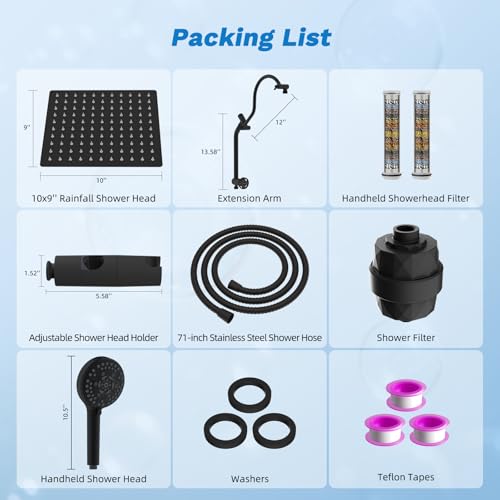 Hibbent 10" Dual Filtered 10" Rainfall Shower Head with Handheld 10-Spray by Hibbent - Used condition - Image 9