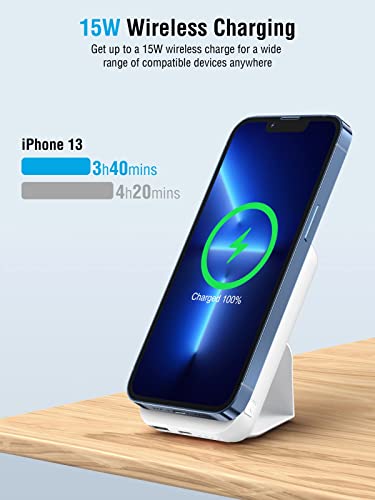 Magnetic Wireless Power Bank, 12000Mah Portable Charger Power Bank Qc 22.5W/Pd 20W Fast Charging Mag-Safe Battery Pack(White) #TOP4