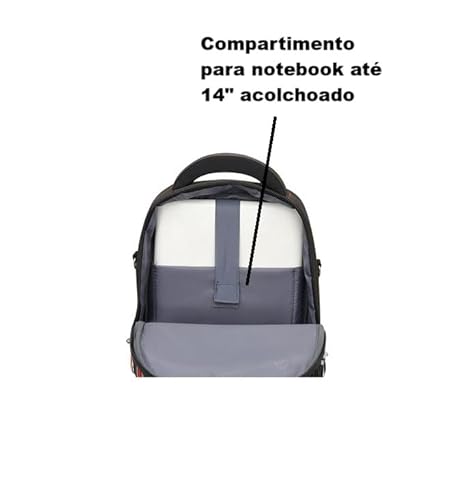Mochila Executiva escolar para Notebook 14 Polegadas, Impermeável, com Múltiplos Compartimentos e al