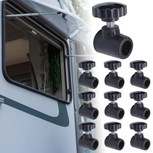 FiTspi 10Pcs Window Stay Lock Replacement Knobs, RV Windows Lock Support Rod Plum Knob, Heavy Duty Poly Plastic Black Lever Knob for Caravan Motorhome Camper