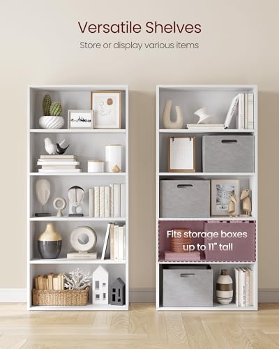 Image of VASAGLE CUSTOS Collection - Bookshelf, 5-Tier Bookcase, Book Shelf, Open Storage Shelf, 9.4 x 23.6 x 52.5 Inches, for Living Room, Home Office, Dining Room, Cloud White ULBC165T14