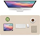 Vine Creations Tapete de escritorio de cuero, color beige