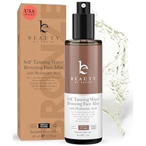 Bronzing Face Tanner Spray Mist, Sunless Face Tanning Water, USA Made with Natural & Organic Ingredients