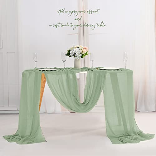 12 Pack Sage Green Cheesecloth Table Runner 10Ft Boho Gauze Cheese Cloth Table Runner Boho Rustic Decorations For Wedding Reception Bridal Shower Baby Shower Party Table Decorations #TOP7