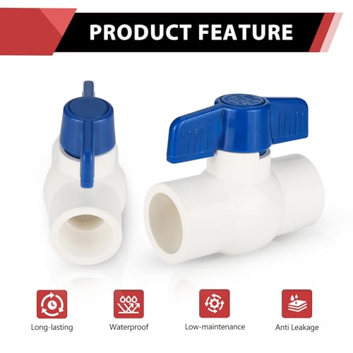 5piece EFIELD 1 Inch PVC Ball Valve (Solvent), Blue Level,Schedule 40 by EFIELD - Used condition - Image 4