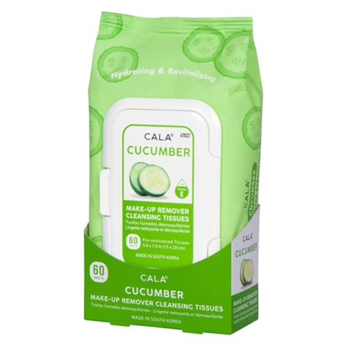 CALA Makeup Remover Cleansing Tissues Aloe Vera, Removes Makeup + Waterproof Eye Makeup Without Irritation, Deep Cleansing Wipes Leave Skin Soft Smooth Moisturized, 60 Sheets 5 count