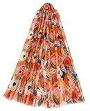 GFM Damen Schal mit Blumendruck für Frühling und Sommer. Leicht und weich. Material:100% Viskose Ungefähre Größe: 180 x 70 cm. Maschinenwaschbar.