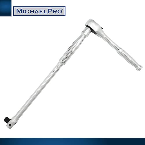 Miniatura 4 de MichaelPro Juego de barra disyuntora de 3/8 pulgadas, trinquete y zócalo, 25 piezas métricas y SAE | Trinquete reversible 72T con liberación rápida