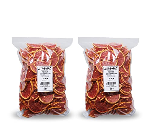 Pomelo deshidratado para cóctel. Fruta deshidratada sin azúcar para coctel /decoración / repostería / navidad / bebidas. Rodaja de Pomelo seca 100% natural sin aditivos. 2 Bolsas 500 gr autocierre Cover