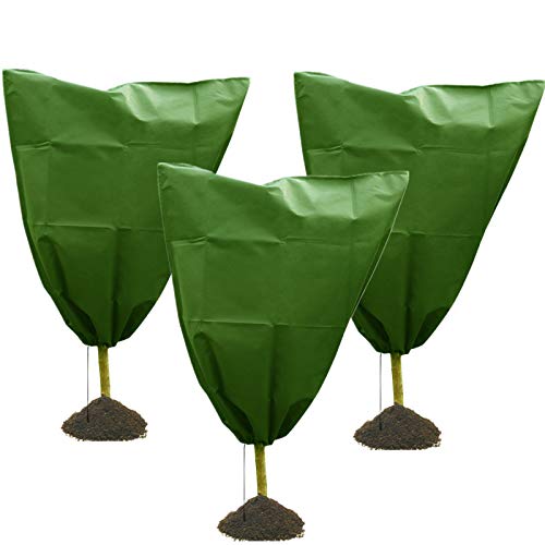 JYCAR Lot de 3 housses de protection d'hiver avec cordon de serrage pour plantes, sacs de protection contre le gel et le gel (80 x 100 cm) Cover