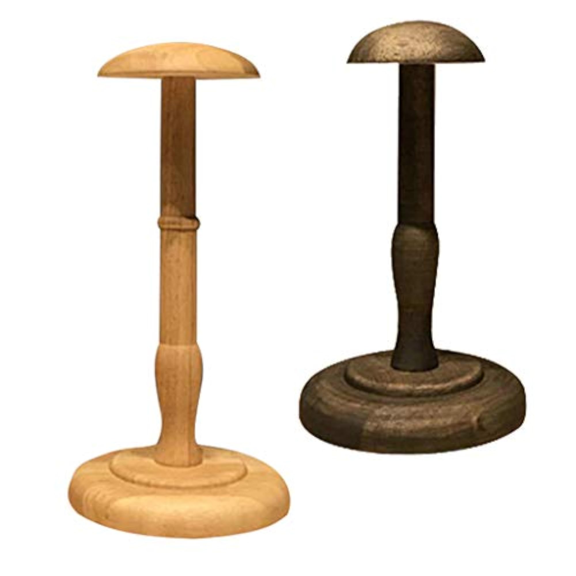 Set of 2 Vintage Wooden Wig Display Stands