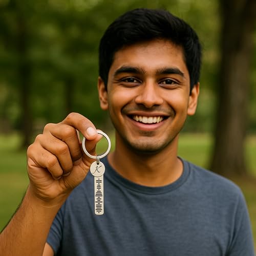 Image of Personalized Spotify Music Code Keychain, Double-Sided Engraving, Custom Message and Initial Charm, Metal