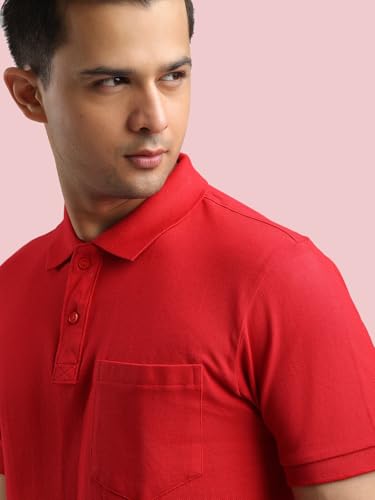 Image of Rupa Bumchums Men Super Combed Cotton Solid Half Sleeve Club Collar Polo Regular Fit T-Shirt with Chest Pocket