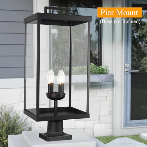 Goosebrite Outdoor Post Light Fixture, 25 Inch 4-Light Large Modern Exterior Post Lantern with Clear Glass, Black Outside Lamp Post, Outdoor Pole Lights for Yard Garden Patio Pathway by Goosebrite - Image 5