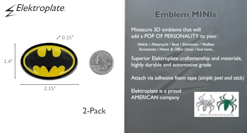 Image of Elektroplate Officially Licensed 2 Mini OEM Chrome DC Comics Batman Emblems for Motorcycles, Watercrafts, and Decorations | Universal Fit at 2.15 inch x 1.4 inch | Weatherproof | 2-Pack