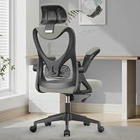 YONISEE Office Chair - Ergonomic Desk Chair with Lumbar Support Headrest Adjustable, Padded Flip-up Armrests Comfy Seat Cushion High Back Executive Manager Chair For Home Office