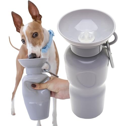 Image of Springer Dog Water Bottle | Portable Travel Drinking Feeder Dispenser for Dogs & Puppies | As Seen on Shark Tank | Leak-Proof Bowl | BPA-Free | Outdoor Walking, Hiking & Travel | 22oz Gray
