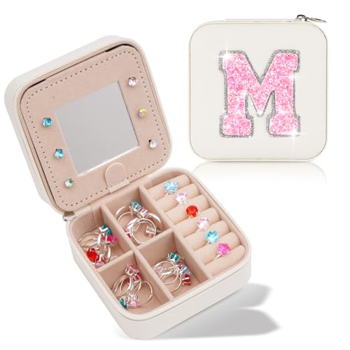 Uygafly Gifts for Teen Girl Trendy Stuff,Birthday Gift for 5 6 7 8 9 10 11 12 13 14 15 Year Old Girls,Cute Travel Jewelry Case Small Box | Cream,M