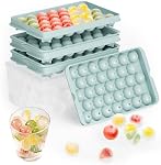 Plateaux ronds en cubes de glace avec couvercle et bac - 3 Bacs empilables Moules pour congélateur, 99pcs Balles rondes de glace pour le whisky froid, cocktails, café - Tray de glace de la sphère facile à libérer