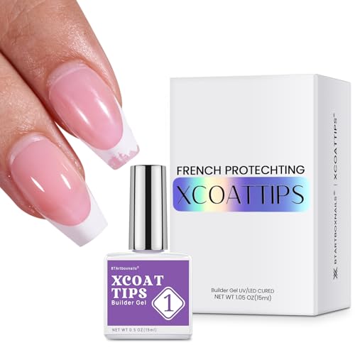 btartboxnails XCOATTIPS Nude Short Square Press On Nails Builder Gel