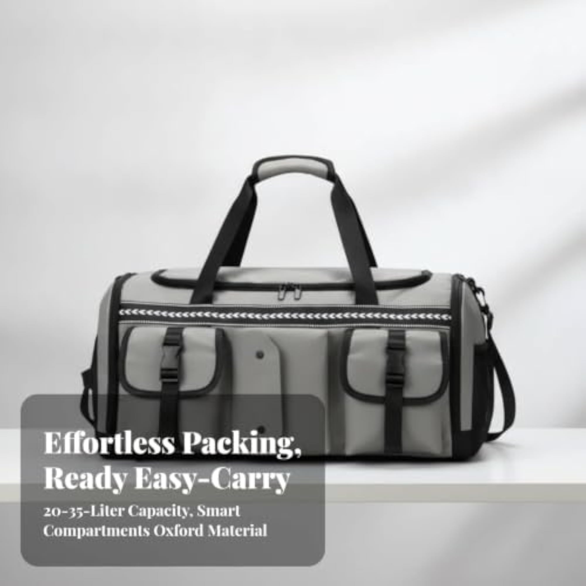 Large-Capacity Duffel Bag with Shoe Compartment, Water-Resistant Travel Bag
