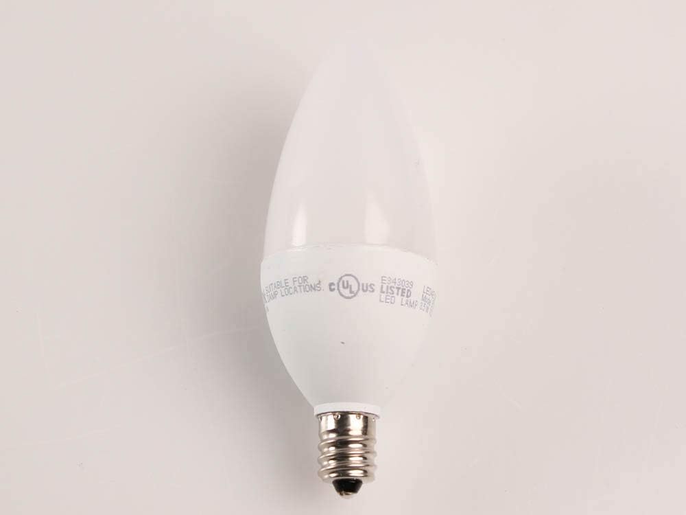 TCP LED4E12B1127KF - LED Chandelier Bulb - 4W - 260 Lumens 25W Equal - 2700 Kelvin - Frosted - Straight Tip - Candelabra Base - Dimmable - 120V