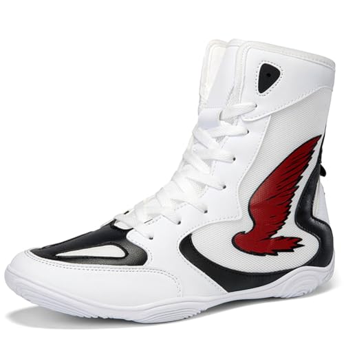 UKUBOXBAG Men's Boxing Fitness Shoes Lightweight Wrestling Fighting Footwear Breathable Fashion Powerlifting Sports Trainer,White,10