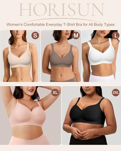 Image of HORISUN Wireless Bras for Women Soft Comfortable No Underwire T Shirt Bra Seamless Full Coverage Bras with Support