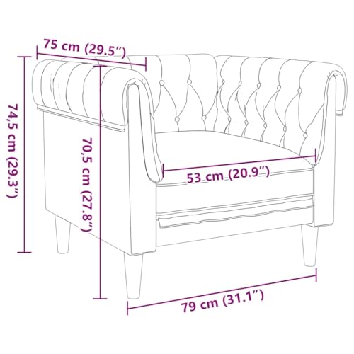 Sillón Chesterfield Plegable Marrón miniatura 3