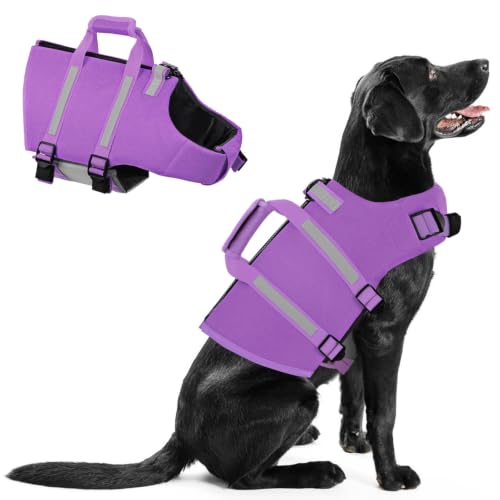 Queenmore Dog Life Jacket, Dog Life Vest for Swimming Dogs Float Lifesaver