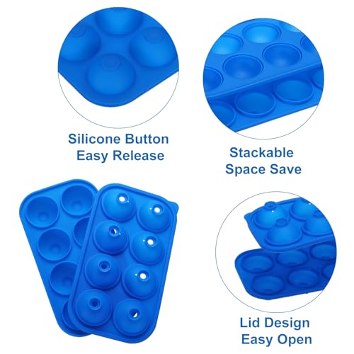 Bandeja de Hielo de Silicona con Tapa Azul miniatura 3